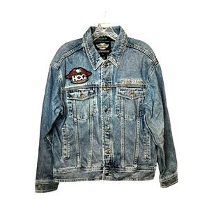 Vintage Harley Davidson Motorcycle Big Logo Denim Jacket Size M